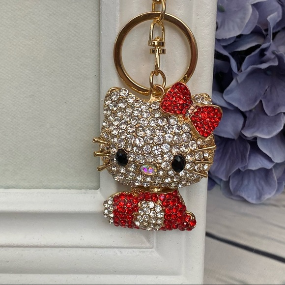 Hello Kitty with Red Crystal Dress & Bow Keychain Charm - Picture 3 of 12